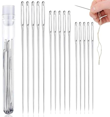 30 pcs Big Eye Hand Sewing, 3 Sizes Sewing Needles, Needles for Sewing, Large Eye Sewing Needles, Large Sewing Needles for mesh, Denim, Silk, Canvas, Cotton
