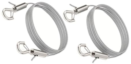 SEWACC Cable de Acero Inoxidable 304 para Colgar Cuadros y Lámparas Cuerda Ajustable de 2 Metros con Doble Gancho Resistente para Obras de Arte y Decoración de Paredes