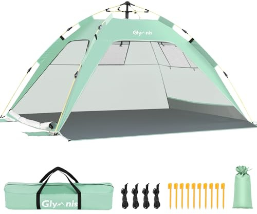 Glymnis Strandmuschel Quick Up Strandzelt Strand Zelt für 3-4 Personen
