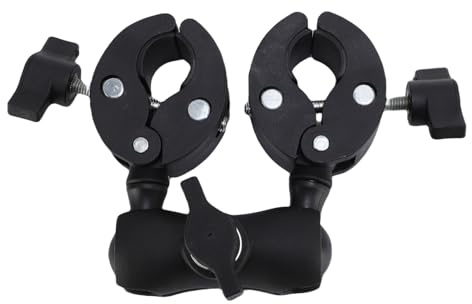 Sahgsa Supporto a doppio morsetto a 360 gradi con braccio snodato e portaombrellone, versatile morsetto per fotocamera per treppiedi luce e uso desktop