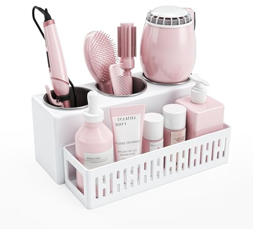 Hair Dryer Holder - Detachable Hair Tool Organiser, 3 Stainless Steel Cups