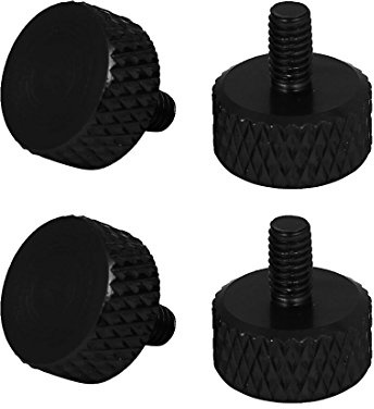 sourcing map Computadora PC Tarjeta gráfica Tornillos moleteados de cabeza plana Negro M3.5x6mm 4pcs