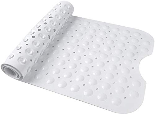 AWinEur White Bathtub Mat | Extra Long Environmental TPR Rubber Bath Mat Shower Tub Mat with Suction Cups 100cm x 40cm (L x W)