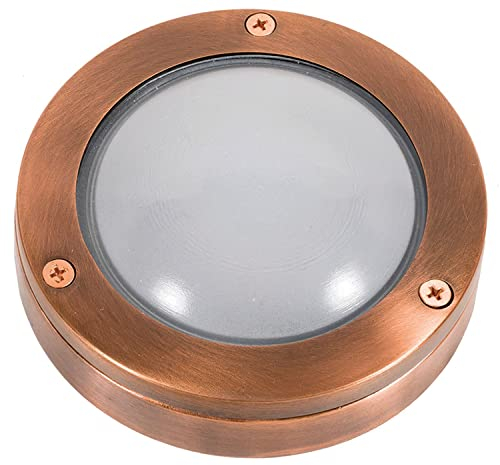 Licht-Erlebnisse Aussen Wandleuchte aus Echt-Messing in Kupfer wertig & Glas IP64 wetterfest G9 wechselbar Garten Hauswand Wandlampe Außenleuchte Schiffslampe maritim