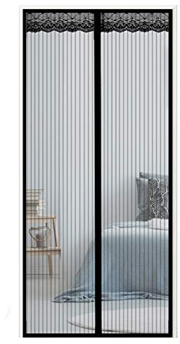 GUOGAI Moustiquaire Porte MagnéTique, 140x210cm(55x83inch) Store Moustiquaire Rideau Anti Mouche Anti Insecte Mouche Moustique pour Porte d Entrée Intérieur/Patio, Noir
