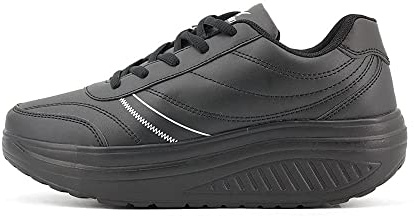 JOMIX Zapatillas Deportivas Hombre Basculantes Zapatos Mecedores Cómodos Adelgazar Caminata Jogging Fitness, 02 Negro, 43 EU