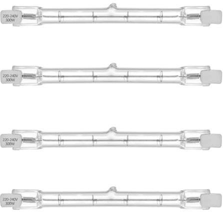 VINBE ECO HaloLine Halogen Tube, R7S Base, T3 Halogen Tube lamp, 230V, 230W=300W, 118mm, Warm White - 2800K (4 Pieces)
