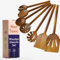 Ustensiles de Cuisine en Bois Non Toxiques – Lot de 7 Cuillères et Spatules en Acacia, Sans Colle, Une Seule Pièce, Finition Végétale, Sans Produits Chimiques Éternels - Ziruma