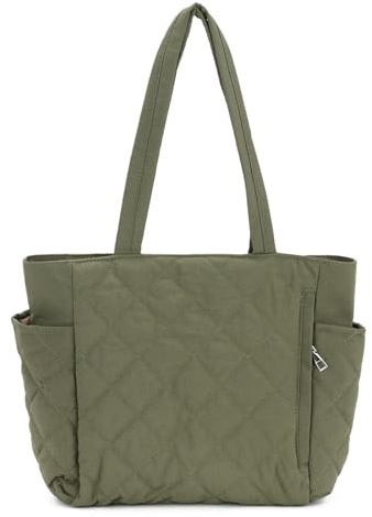 EVEOUT Bolsos Tote Acolchado Puffer para Mujer Grande Puffer Shoppers Ligero Quilted Bolso de Hombro para Universidad Trabajo Vacaciones