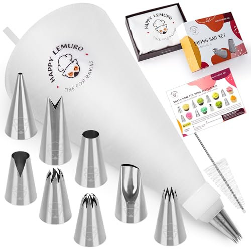 Set di sac à poche di alta qualità con beccucci, sac à poche in cotone lavabile in lavastoviglie, con 8 beccucci, siringa per torte, cupcake, meringhe, churros e biscotti