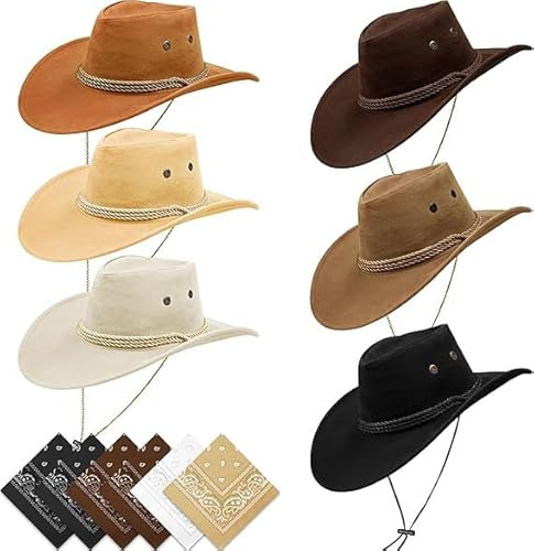 MALLOOM 12 Chapeaux de Cowboy et Bandanas en Gros – Costume de Fête Western pour Hommes et Femmes (Couleurs Mixtes)