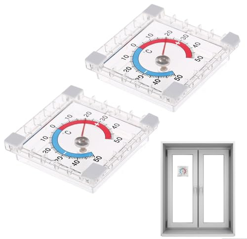 2 Stuck Außenthermometer,Thermometer Aussen,Fensterthermometer Aussen Selbstklebend Für Fenster,Wetterfest,Digitales Außenthermometer Zum Ankleben An Glas Für Fensterscheibe(7,5 X 7,5 Cm)