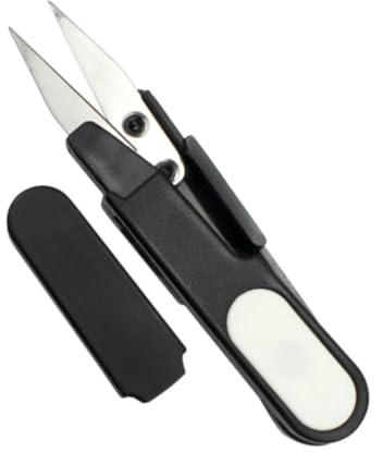 LIXSAZSE Tijeras de Coser para Cortar Hilo de Pesca, Accesorios para Herramientas al Aire Libre, Cubierta Seguridad, Negro