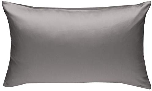 Bettwaesche-mit-Stil Mako-Satin Baumwollsatin Bettwäsche Uni einfarbig zum Kombinieren (Kissenbezug 40 cm x 60 cm, Dunkelgrau) viele Farben & Größen