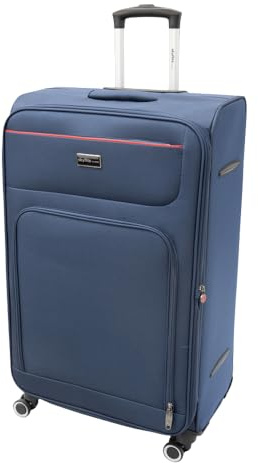 SKYFLITE Corniche Large Trolley Case, 100L Capacity, 80cm, Soft Shell Polyester, Navy/Black/Red (Navy)