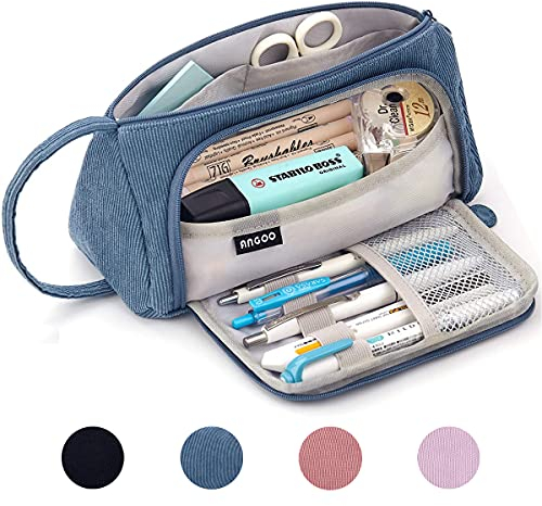 Federmäppchen Federtaschen Teenager Mädchen Mäppchen, Große Kapazität Pencil Case für Schule & Büro Erwachsener Mädchen Geschenk, 20x11cm (Blau)