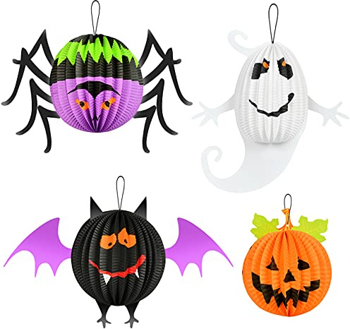 Papel Linterna Halloween Decoración de Papel para Eventos, Linterna de Halloween y Decoración Exterior e Interior