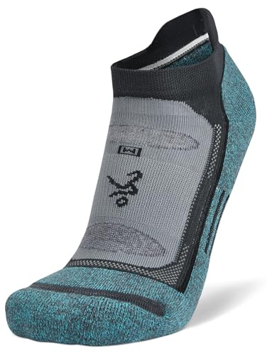Balega Blister Resist Performance No Show Socks, Ultimate Anti-Blister Protection, Ergonomic Fit, Moisture-Wicking, Cushioned Comfort, Ideal for Running and Hiking, Grey/Blue - Small (UK Size 4-7)