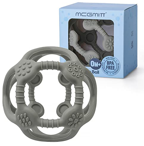 MCGMITT Baby Beißring aus Silikon – BPA-freies Beißspielzeug & Greifball für Babys von 0-24 Monaten Flexibler Motorikball, weich und leicht zu greifen, ideales Spielzeug für Jungen und Mädchen (Grün)