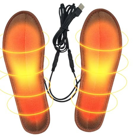 KBIBCK Beheizbare Einlegesohlen, USB-Fußwärmer waschbares Heizkissen, Beheizbare Sohlen, Fußwärmer Wärme Thermosohlen, für Herren Damen, Wandern, Angeln, Arbeiten im Freien