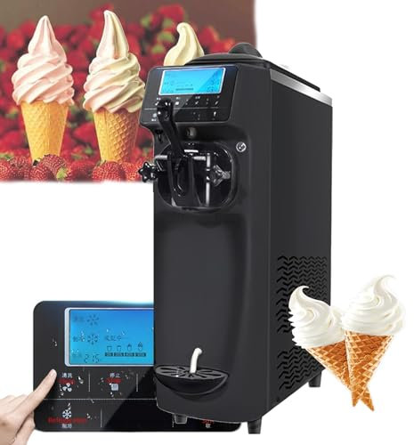 WhAeoy Macchina per Gelato Soft Commerciale con Display Touch,14-16L/H (5-8 Pezzi/Volta),Funzione di Pulizia,Regolazione Soft+ Hard, Avviso di Carenza,può Essere Mantenuta Fresca per 7 Giorni,A