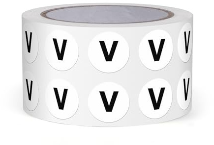 FINDAT bokstav V prickiga klistermärken 13 mm självhäftande vinyl vattentät stora bokstäver alfabet runda etiketter för lager skolor fabriker företag 1000 stycken