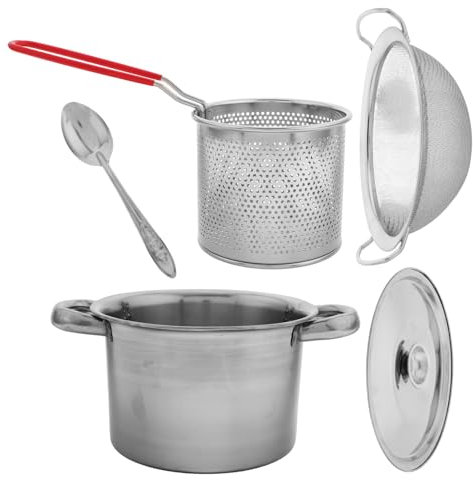 ULTECHNOVO 1 Set Padella Friggitrice Con Cestino Di Cibo Fritto Mini Friggitrice Pentola Profonda Comoda Pentola Da Cucina Domestica Silver Acciaio Inossidabile