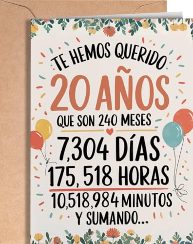 Tarjeta de 20 Cumpleaños - Tarjeta de Felicitación Graciosa para alguien que cumple 20 años - Regalo Original para 20 Cumpleaños para él, ella, hombre, mujer, mejor amigo, amiga - EU 85
