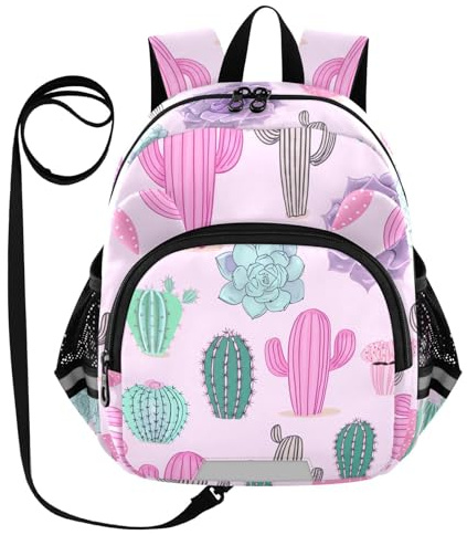 Succulent Cactus Plant Pale Toddler Harness Backpack for Boys Girls 3-6 Years Kids Backpack with Anti Lost Safety Leash Baby Travel Bag for Travel Preschool Walking