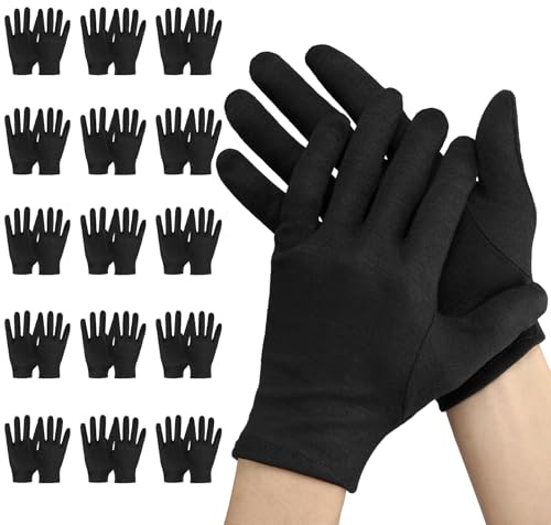 Einfa Guantes Negros Algodon - 30 Piezas (15 Pares) Pequeño S 20cm Cotton Gloves - Guantes Trabajo para Hombre Mujer - Gloves de Algodón Negro para Cuidado de las Manos