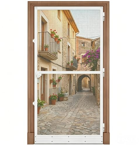 Moustiquaire pour Porte de Balcon, 120 x 240 Cm, avec Cadre en Aluminium, Découpe Individuelle, Indéchirable et Durable, pour Porte de Terrasse, Porte Coulissante, Salon - Blanc