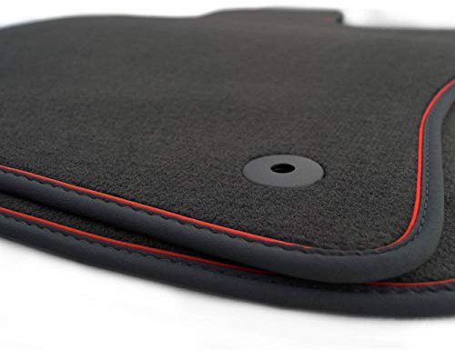 kh Teile Alfombrillas A3 8 V Tuning Velours Auto alfombra, (cinta roja) terciopelo negro 2 piezas