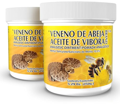 Veneno De Abeja, Aceite Vibora Ointment Analgesic Ointment Topical Pain Relief, Bee Venom Cream Reduce Inflammation Fresh Scent Unguent of 5.29 Oz Jars, (Pack of 2)
