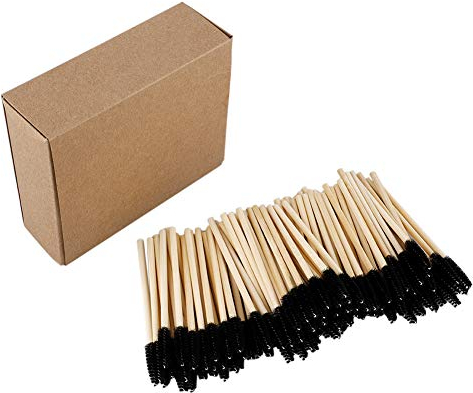 æ— 100 Stück Bambus-Griff Wimpernbürste Make-up-Pinsel Wimpernverlängerungsstäbe Einweg-Augenbrauenpinsel Mascara-Applikator Make-up-Werkzeug
