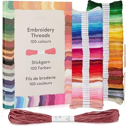 Set de hilos de bordar de 5 metros en 100 colores distintos: LIVAIA
