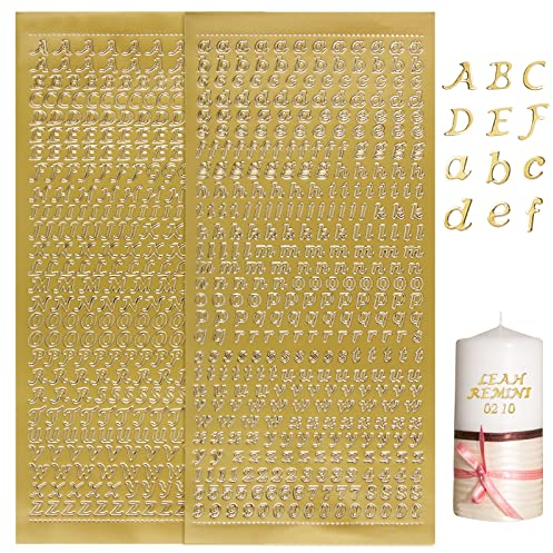 4 Pagine Adesivi Lettere Alfabeto Adesivi Decorativi Numeri Autoadesivi Scritte Oro Argento Decorazioni Scrapbooking Foto Album Biglietti Candela Battesimo Comunione Artigianato Fai da Te