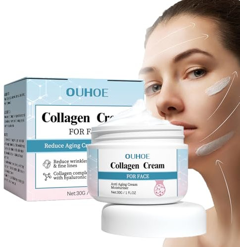 Collagen Cream, Anti Aging Creme, Natürliche Anti Falten Creme Enthält Kollagen, Tagescreme & Nachtcreme Gegen Linien & Fältchen, Schutz Vor Vorzeitiger Hautalterung, Für Eine Straffere