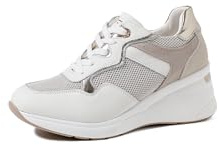 QUEEN HELENA Sneakers in Pelle con Zeppa Scarpe da Ginnastica Casual Donna QH8009