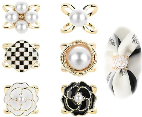 6 Piezas Hebilla de Chal de Bufanda, Hebilla de Bufanda, Anillo de Bufanda de Moda, Para Mujer, Se Utiliza Para Bufandas de Mujer Y Bufandas de Seda