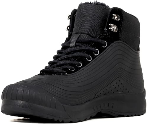 ulogu Snow Boots Men Waterproof Insulated Black Duck Boots with Fur Lined Warm Ankle Booties Lightweight Comfortable Winter Shoes Zapatos Botas Invierno Para hombres