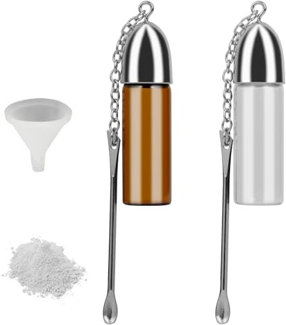 XoeLLe 2 st. bärbara kryddbehållare, suff-dispenser sugflaska 57 mm, mini kryddflaska i pulver, med sked, tratt för utomhusresor camping