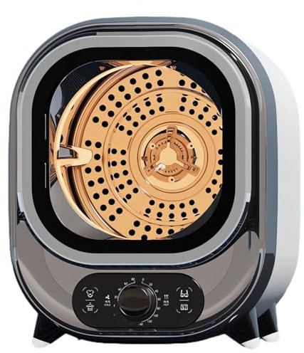 TRTDYFKH Portable Condenser Tumble Dryer 0-200 Minutes Hot Cold Air 3D Drying 5kg Vented Tumble Dryer 35dB Silent Perfect For Counter Top Or Wall Mounted Use(Brown)