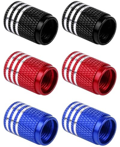 KGDUYC Tappi valvola auto 6 pezzi, tappi valvola auto, tappi valvola pneumatici in metallo, tappi valvola auto, tappi valvola ruota (3)