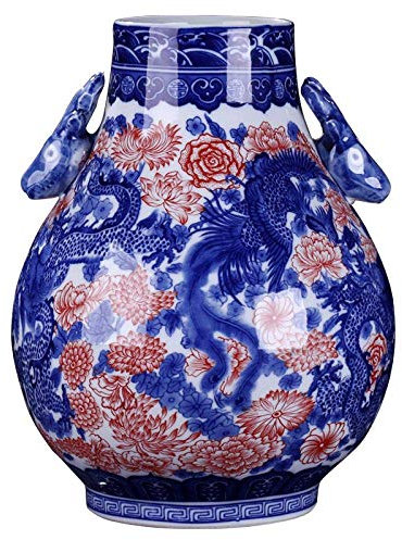 KWMAEEUID Jarrones para decoración Jarrones Decoración de jarrón Decoración de jarrón de cerámica Porcelana Azul y Blanca Adornos de Sala de Estar de Estilo Chino Decoración de Entrada de ánfora