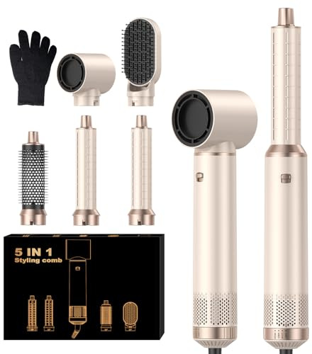 Rose Air Brush 5 en 1, Air Styler Pro, Airbrush 5 en 1 avec Seche Cheveux, Brosse Soufflante, Fer a Boucler, Thermal Brush, Brosse Lissante Seche Cheveux 5 en 1 pour Sécher, Boucler, Lisser