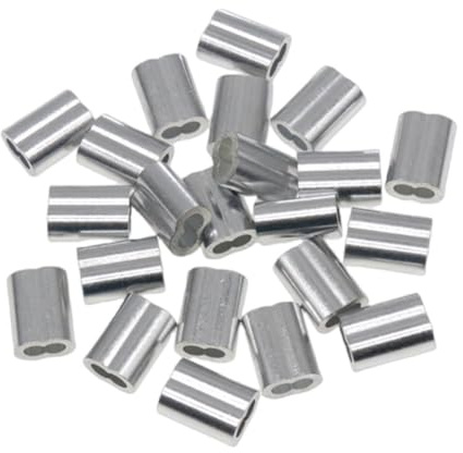 TMTGTS Manicotti in alluminio, 50 pezzi, 2,5 mm, anelli di crimpatura, manicotti in alluminio, morsetti a pressione in alluminio, morsetti per funi metalliche, manicotti per fune metallica