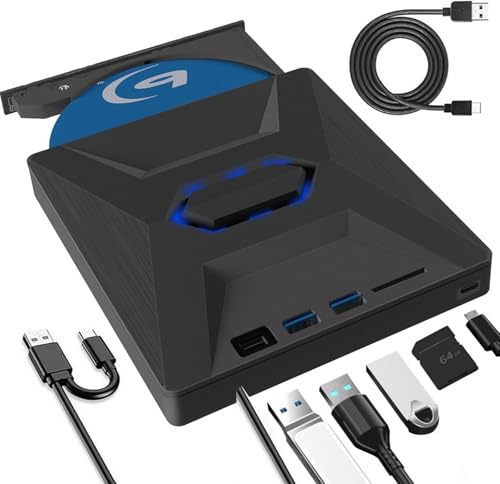 Lefunpets 8 en 1 Lecteur Blu-Ray Externe - Portable Lecteur Blu Ray Externe, Lecteur DVD/BD Graveur Blu Ray avec USB 3.0 Type-C, 3D CD DVD Graveur Optical Bluray Drive pour PC Windows 11 10 8 7