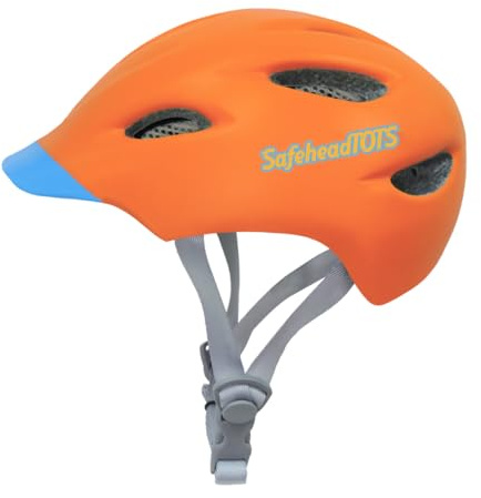 Adjustable Toddler Bike Helmet, Built in Visor with Removable Washable Inner Lining, XS Ages 2-4 Years for Boys and Girls, Perfect for Cycling, Scooters, Orange-Blue