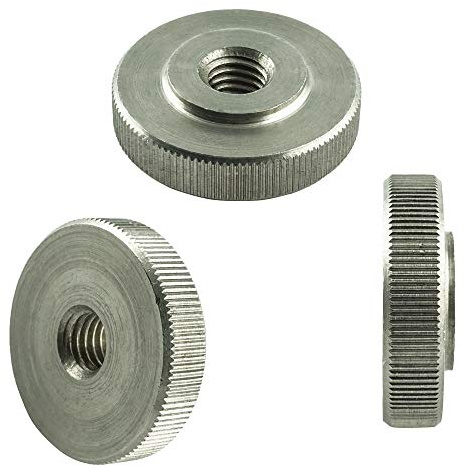 AGBERG - Dadi zigrinati M6 (10 pezzi) di forma bassa, in acciaio inox VA A1 V1A, dadi zigrinati antiruggine, DIN 467