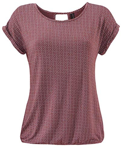 TrendiMax T-shirt Dam Sommar Skjorta Avslappnade Toppar Tryck Blusa Korta Ärmar Vin M